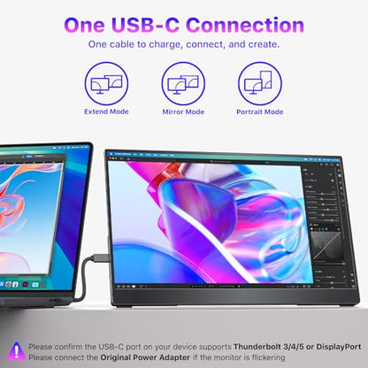 VisionOwl Portable Monitor for Laptop, IPS USB-C HDMI Travel Second Monitor for MacBook Pro Air, PC, PS5, Xbox, Portable Second Screen, Built-in Kickstand, Speakers, VESA Mountable, 15.6 Inch - size: 15.6 inch