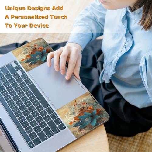 Universal Laptop Skin Sticker with 2 Wrist Pad Decals, 3-Piece Removable Vinyl Laptop Cover, Art Lotus Flower Waterproof Anti-Scratch, Easy-Trim Fit for 13.3" 14" 15.6" Laptops - color: Art Lotus Flower