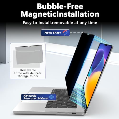 360° Magnetic Privacy Screen for MacBook Air 13.6 Inch (2022-2025, M2/M3/M4), Removable Screen Protector with Webcam Cover to Anti Glare Blue Light 13.6 Inch Privacy Screen Shield - size: Privacy Screen MacBook Air 13.6 Inch