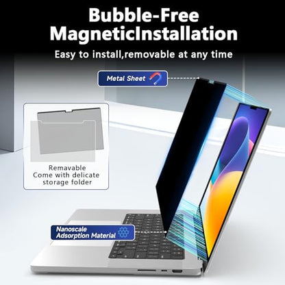 360° Magnetic Privacy Screen for MacBook Air 13.6 Inch (2022-2025, M2/M3/M4), Removable Screen Protector with Webcam Cover to Anti Glare Blue Light 13.6 Inch Privacy Screen Shield - size: Privacy Screen MacBook Air 13.6 Inch