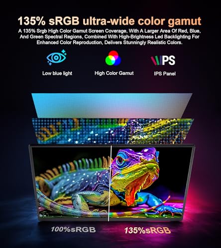 4K Portable Monitor - 15.6" UHD 3840 * 2400 16:10 450 Nits 135% sRGB IPS Screen with 2 USB-C & HDMI Ports for Laptop/Mac/PC/PS5/Xbox with Speakers Stand,VESA Compatible(Metallic Black)