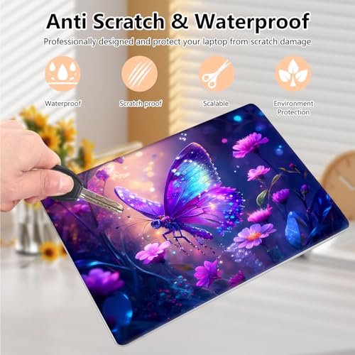 Laptop Skin Sticker Decal 15.6 Inch,12 13 13.3 14 15 15.6 in Laptop Netbook Skins for Notebook,Art Decal Removable Waterproof Scratch Resistant,Universal Vinyl Cover,Glitter Butterfly Purple - color: Glitter Butterfly Purple