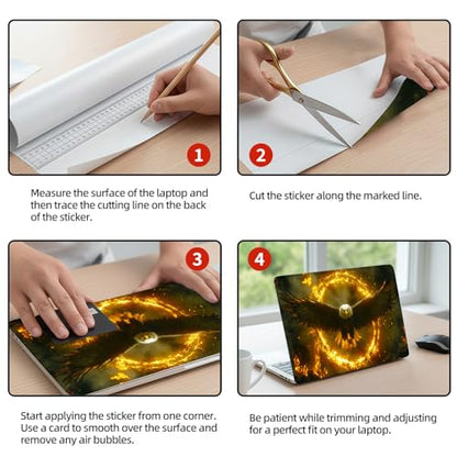 Universal Laptop Skin Sticker Decal, 12"-15.6" Aesthetic Vinyl Wrap, Eagle Fire Ring Epic Waterproof Notebook Cover Art Protector for MacBook HP Dell Lenovo, Fits 13" 14" 15" 15.6" - color: Eagle Fire Ring Epic
