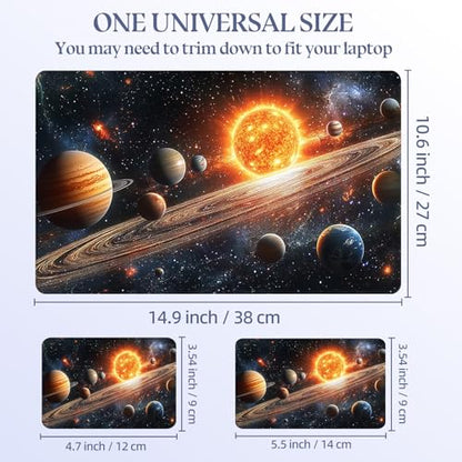 Universal Laptop Skin Sticker Decal,15.6 Inch Laptop Vinyl Cover for 13" 14" 15.6" Laptop,Scratch-Resistant Waterproof Protector Wrap,Reusable with Wrist Pads,Solar System Planets - color: Solar System Planets