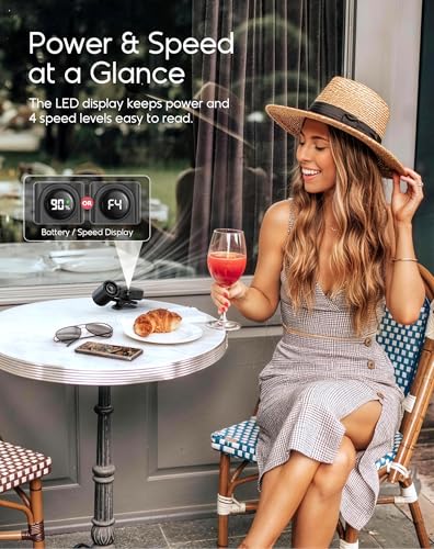 Clip-On Portable Fan for Strollers, 13500RPM Mini Handheld Turbo Travel Fan | Rechargeable 360° Rotatable, LED Display, 4 Gear High Speed Turbo, Travel Cruise Concert Office Makeup Ideal, Women Men Gifts - color: Black