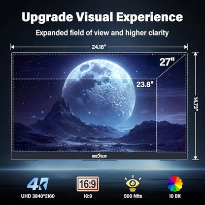 InnoView 27 Inch Monitor Dual Mode 4K UHD 120Hz/FHD 288Hz Larger Monitor, USB-C HDMI Computer Display HDR IPS Gaming Monitor, Kickstand, Speakers, for PC, MAC, Phone, PS4, Xbox, Switch - size: 27