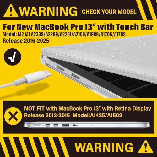 IBENZER Compatible with MacBook Pro 13 Inch Case M2 M1 2026 2025 2024 2023 2022 A2338 A2289 A2251 A2159 A1989 A1706 A1708, Hard Shell Case & Keyboard Cover for Mac Pro 13, Star Clear,T13S-CL+1 - color: Star Clear