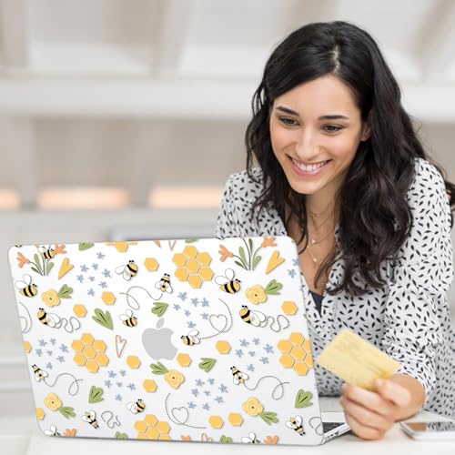 AKIT for MacBook Air 13 inch Case M5 M4 M3 M2 2026-2022, Bee | A3449 A3240 A3113 A2681, Vibrant Pattern Hard Shell Laptop Case+Screen Protector+Keyboard Cover for MacBook Air 13.6 inch - color: Bee