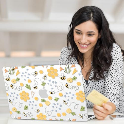 AKIT for MacBook Air 13 inch Case M5 M4 M3 M2 2026-2022, Bee | A3449 A3240 A3113 A2681, Vibrant Pattern Hard Shell Laptop Case+Screen Protector+Keyboard Cover for MacBook Air 13.6 inch - color: Bee