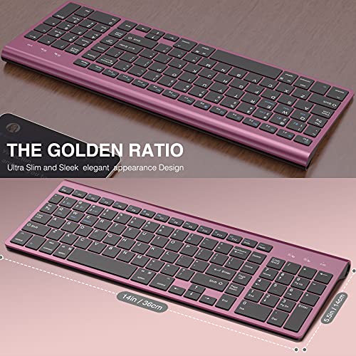 JOYACCESS Bluetooth Keyboard,Multi-Device (2.4G+BT3.0+BT5.0) Wireless Bluetooth Keyboard Compatible with iMac/Mac,MacBook,Laptop,Android,Windows-Wine Red - color: Wine Red
