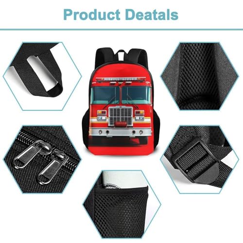 Large Water Resistant College Bag, Computer Bag, Durable Travel Laptop Backpack For Women Men Cute Red Fire Truck Print - color: Color567