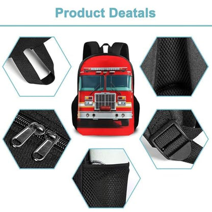 Large Water Resistant College Bag, Computer Bag, Durable Travel Laptop Backpack For Women Men Cute Red Fire Truck Print - color: Color567