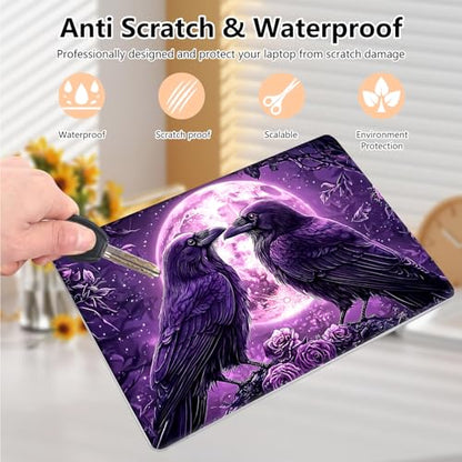 Laptop Skin Sticker Decal 15.6 Inch,12 13 13.3 14 15 15.6 in Laptop Netbook Skins for Notebook,Art Decal Removable Waterproof Scratch Resistant,Universal Vinyl Cover,Crow Moon Purple - color: Crow Moon Purple