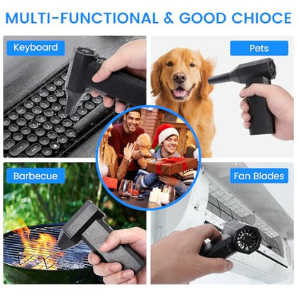 Compressed Air Duster, 3-Gear Electric Air Duster Rechargeable, Super Power Air Blower with Brushless Motor, Mini Blower for Computer, Keyboard, Car, House, Office, Outdoor, PC