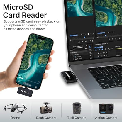 Micro SD Card Reader for iPhone 17/16/15, iPad, Android, Mac, PC, Laptop, USB C Memory Card Reader Adapter, Auto Photo Backup While Charging, Apple MFi Photo Stick iXflash Q w/Free App Black - color: Black