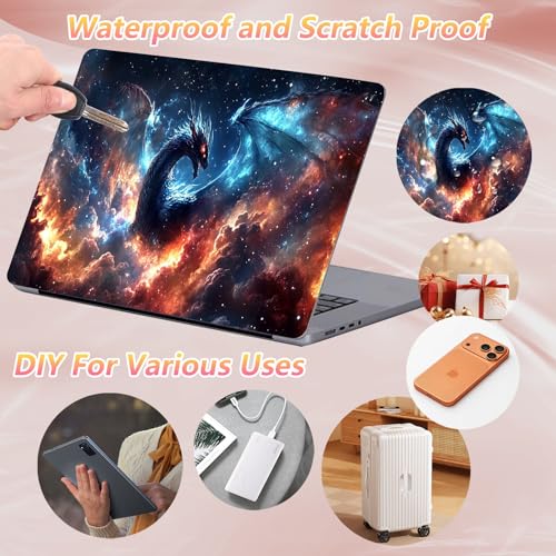 Laptop Skin Sticker Decal 12" 13" 13.3" 14" 15" 15.6",Waterproof Scratch Resistant Vinyl,Reusable Easy to Apply,for MacBook HP Dell Notebooks Netbooks Laptop,2 Wrist Pads,Glitter Dragon Cloud - color: Glitter Dragon Cloud