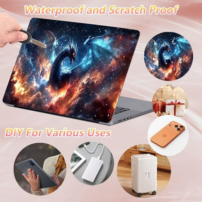 Laptop Skin Sticker Decal 12" 13" 13.3" 14" 15" 15.6",Waterproof Scratch Resistant Vinyl,Reusable Easy to Apply,for MacBook HP Dell Notebooks Netbooks Laptop,2 Wrist Pads,Glitter Dragon Cloud - color: Glitter Dragon Cloud