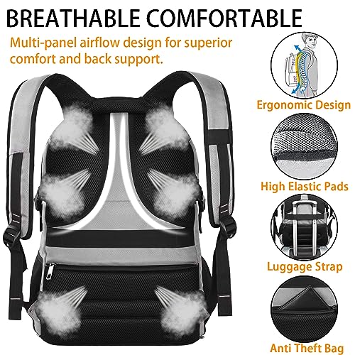 LTINVECK Travel Laptop Backpack,Extra Large Backpack for Men,Big 17 Inch Computer bag Tech Backpack - color: Full Grey