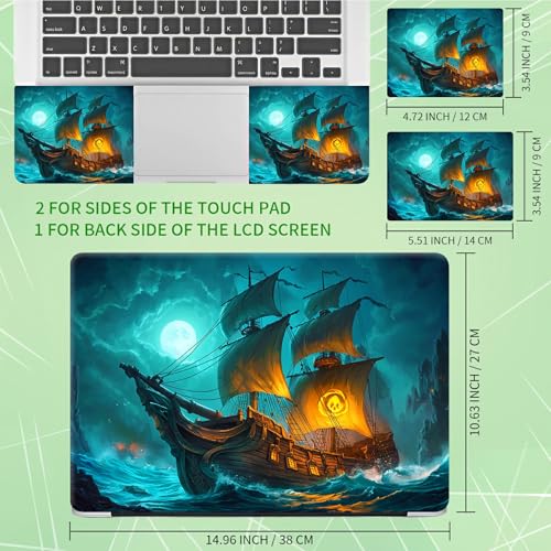 Laptop Skin Sticker Decal, Universal Protective Cover Fit 12 13 14 15.6 Inch Notebook, Reusable Water-Resistant Vinyl Decal w/ 2 Wrist Pads for Business Travel Office, Blue Sail - color: Blue Sail
