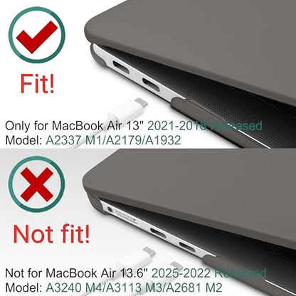 DONGKE Compatible with MacBook Air 13 inch Case 2021 2020 2019 2018 Release Model: M1 A2337 A2179 A1932, Matte Hard Case Cover for MacBook Air 13 inch with Retina Display Fits Touch ID - Grey - color: Grey