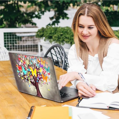 Laptop Skin Sticker Decal, Universal Reusable Vinyl Laptop Cover for 12" 13" 13.3" 14" 15" 15.4" 15.6" Notebook PC, Reusable Waterproof Scratch-Resistant with 2 Wrist Pads,Butterfly Tree - color: Butterfly Tree