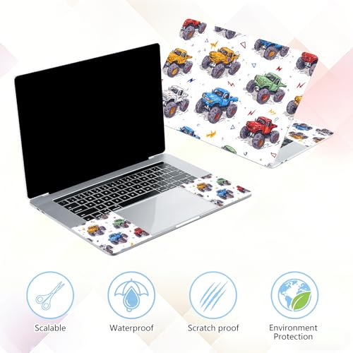 Laptop Skin Sticker Decal 15-15.6 Inch with Cute Mouse Pad, Universal Reusable Vinyl Sticker for 12.1 13 13.3 14 15.4 Inch Netbook and Notebook PC, Monster Truck Pattern - color: Monster Truck Pattern
