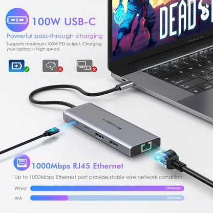 10-in-1 USB C Hub with 4K HDMI Adapter, SD/TF Card Reader, 100W PD Charging, 2 USB 3.0 Ports, and 2 usb2.0 Ports for MacBook Pro/Air, Dell XPS, Lenovo ThinkPad, etc. (8K HDMI Docking station) - style: 8K HDMI Docking station