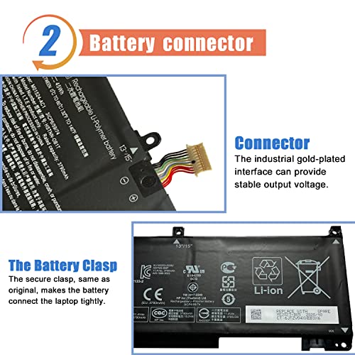 ASODI 45Wh RH03XL M01524-1D1 M02027-005 Laptop Battery Compatible with HP ProBook 430 440 445 450 630 640 650 G8 Series HSTNN-IB9Q HSTNN-OB1T HSTNN-DB0B HSTNN-UB7X M01524-2B1 M01524-AC1 11.4V 3790mAh - size: 12.17*4.41*1.26 inches RH03XL