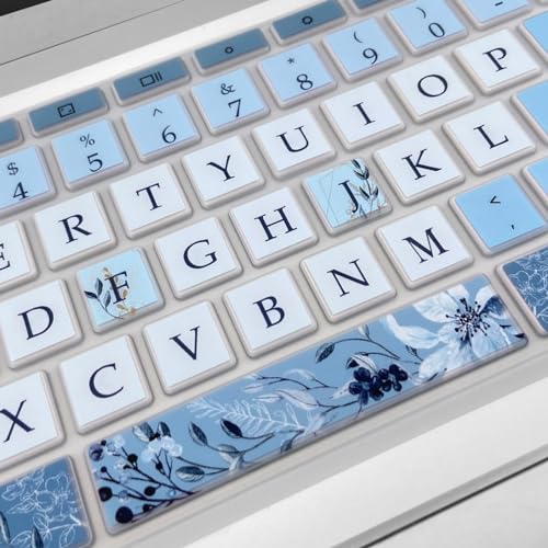 Silicone Keyboard Cover for HP Chromebook 11 x360, Chromebook 11 G2/G3/G4/G5/G6 EE/G7 EE, HP Chromebook 14-ca 14-ak 14-X Series, HP Chromebook 14 G2 G3 G4, Gray Blue Flower - color: Gray Blue Flower