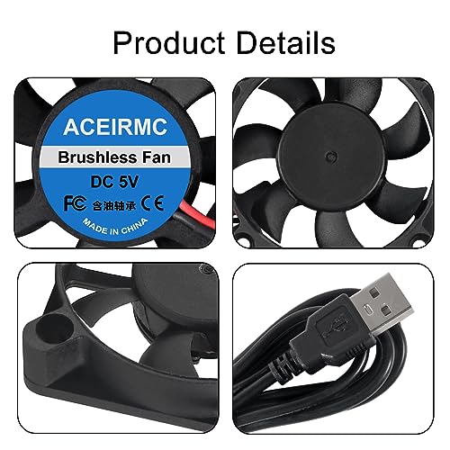 ACEIRMC 4pcs 50mm USB Brushless Cooling Fan 50mm x10mm DC 5V Quiet Cooling Fan 5010 Mini Computer Fan for Small Appliances Series Replacement (5010 5V USB) - color: 5010 5V USB