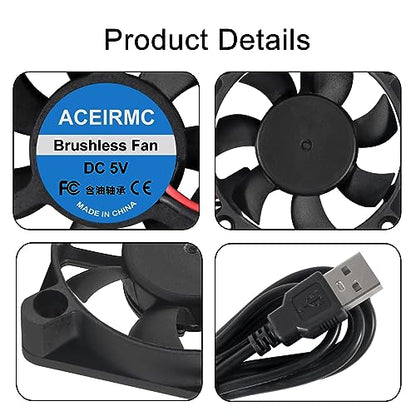 ACEIRMC 4pcs 50mm USB Brushless Cooling Fan 50mm x10mm DC 5V Quiet Cooling Fan 5010 Mini Computer Fan for Small Appliances Series Replacement (5010 5V USB) - color: 5010 5V USB