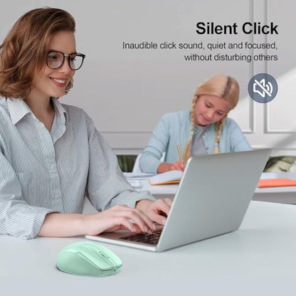 TECKNET Wireless Mouse (2.4G & BT5.0/3.0) Silent 4800 DPI Computer USB A & Bluetooth Mouse 6 Buttons, Wide Compatibility - Green - color: Green
