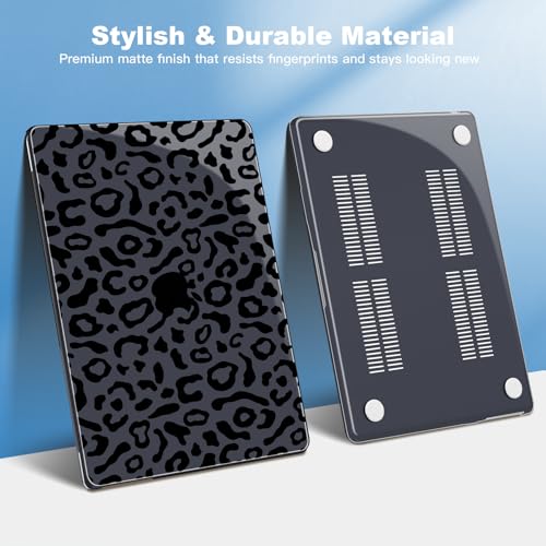 Teryeefi Hard Shell for MacBook Air 13 inch M4 M3 M2 Fit Model A3240/A3113/A2681, Laptop Protective Case with Keyboard Cover Trackpad Film for 2022-2025 MacBook Air 13.6, Leopard Print Black - color: Leopard Print Black