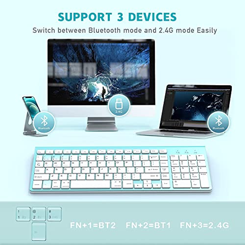 JOYACCESS Wireless Bluetooth Keyboard for Mac,Ergonomic Multi-Device Keyboard with Number Pad, Compatible with MacBook Pro/Air, iMac,iPhone,iPad, iOS, Android, Windows, Turquoise - color: Turquoise