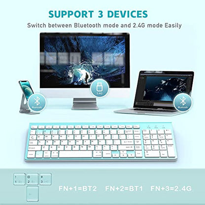 JOYACCESS Wireless Bluetooth Keyboard for Mac,Ergonomic Multi-Device Keyboard with Number Pad, Compatible with MacBook Pro/Air, iMac,iPhone,iPad, iOS, Android, Windows, Turquoise - color: Turquoise