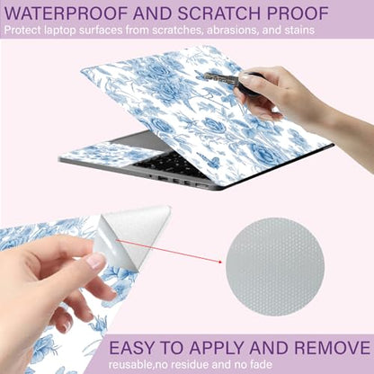 CREATCABIN Blue Flowers Laptop Skin Sticker Decal Netbook Skin Sticker Notebook Art Decal 12" 13" 13.3" 14" 15" 15.4" 15.6 Inch Laptop Protector Cover Waterproof Scratchproof Removable Easy to Apply - style: Blue flower