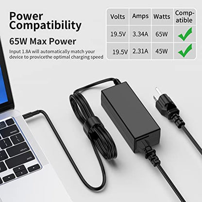 65W&45W Adapter for Dell Laptop Charger Replacement for Dell Inspiron 13 14 15 17,3583 5566 5559 3585 5593 5567 3590 5555 5570 Dell Latitude 3310 3410 3420 3490 3500 3510 3590 Power Supply Cord - size: 65 W 4.5x3.0 Mm