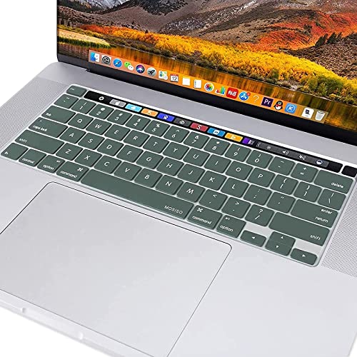 MOSISO Keyboard Cover Compatible with MacBook Pro 13 inch M2 2023, 2022, 2021 2020 M1 A2338 A2289 A2251&Compatible with MacBook Pro 16 2020 2019 A2141 Touch ID,Protective Silicone Skin, Midnight Green - color: Midnight Green