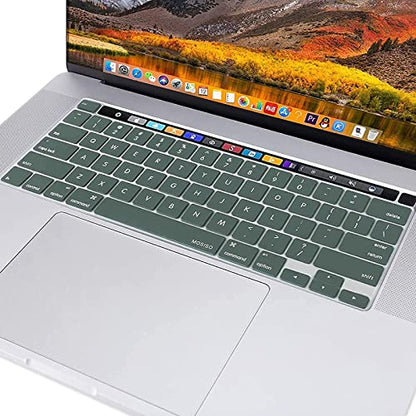 MOSISO Keyboard Cover Compatible with MacBook Pro 13 inch M2 2023, 2022, 2021 2020 M1 A2338 A2289 A2251&Compatible with MacBook Pro 16 2020 2019 A2141 Touch ID,Protective Silicone Skin, Midnight Green - color: Midnight Green