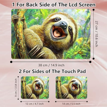 Laptop Skin Sticker Decal 12" 13" 13.3" 14" 15" 15.6",Waterproof Scratch Resistant Vinyl,Reusable Easy to Apply,for MacBook HP Dell Notebooks Netbooks Laptop,2 Wrist Pads,Cute Sloth Tree - color: Cute Sloth Tree