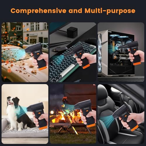 Compressed Air Duster, 130000RPM Cordless Electric Air Blower with Brushless Motor, 3-Speed Adjustable, Rechargeable Powerful Dust Cleaner for Keyboard, Car, Computer, Outdoor