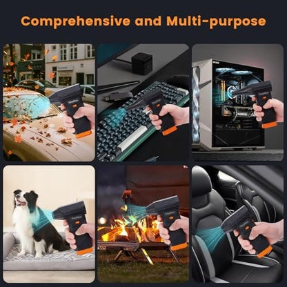 Compressed Air Duster, 130000RPM Cordless Electric Air Blower with Brushless Motor, 3-Speed Adjustable, Rechargeable Powerful Dust Cleaner for Keyboard, Car, Computer, Outdoor