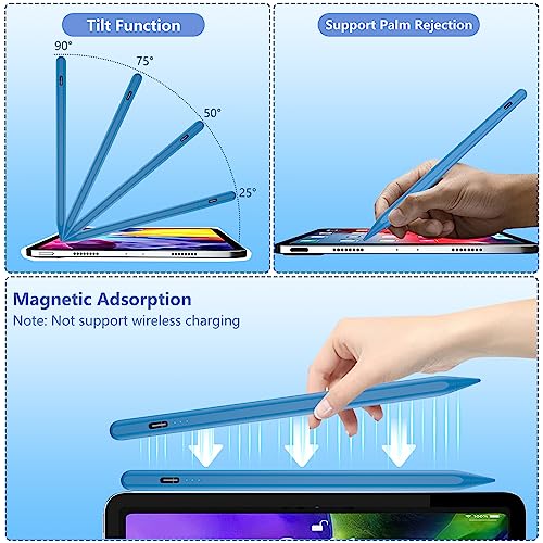 TaIYanG iPad Stylus Pen for iPad 2018-2026, Palm Rejection, Fast Charging | Tilt Sensitivity, for iPad Pencil A16 /10/9/8/7/6, Pro 11/13" (M5/M4),Air M4/M3/M2/5th/4th, Pro 11/12.9", Mini 6/5, Blue - color: Blue