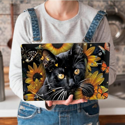 Universal Laptop Skin Sticker with 2 Wrist Pad Skins, Waterproof Scratch Resistant Vinyl Laptop Cover Decal, Cut to Fit for 11–15.6 Inch MacBook HP Dell Lenovo, Black Cat Butterfly - color: Black Cat Butterfly