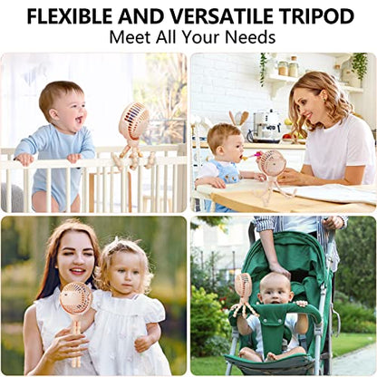 snawowo Mini Portable Baby Stroller Fan, Battery Operated Clip on Fan, Rechargeable 360° Rotate Flexible Tripod Handheld Cooling for Car Seat Crib Treadmill Travel（Pink） - color: U-Pink