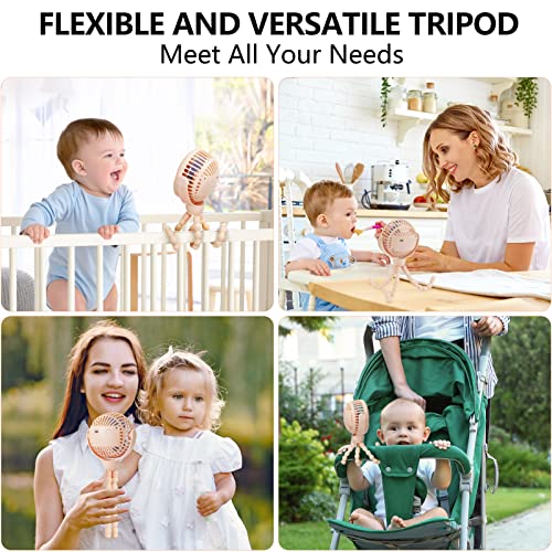 snawowo Mini Portable Baby Stroller Fan, Battery Operated Clip on Fan | Rechargeable 360° Rotate Flexible Tripod Handheld Cooling for Car Seat Crib Treadmill Travel pink - color: U-Pink
