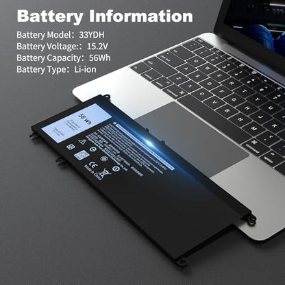 33YDH Laptop Battery 56Wh Replacement for Dell G7 7588 G5 5587 G3 3779 3579 3590 3579 Inspiron 17 7000 5000 7773 7778 7779 7786 7577 Latitude 3380 3490 3580 PVHT1 P30E P30E001 81PF3 99NF2 - size: 9.5 * 4.1 * 0.4 Inch 33YDH