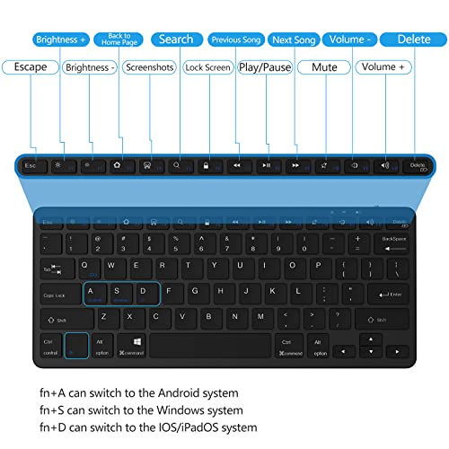 TaIYanG Bluetooth Keyboard for iPad Wireless Keyboard Compatible with iPad A16 11th 10th Generation, 10.2(9th/8th/7th Gen), Air/Pro/Mini and All Bluetooth Devices (Black) - color: Black