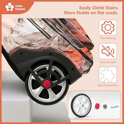 NEW TILAMI 20 Inch Rolling Backpack for School Stair-Climbing Big Wheel | Teen Boys Girls Carry-on Suitcase Large Organizer Compartment 15.6 Laptop Sleeve Adjustable Handle Roller Travel Bag College - color: Pcturesque Mountain