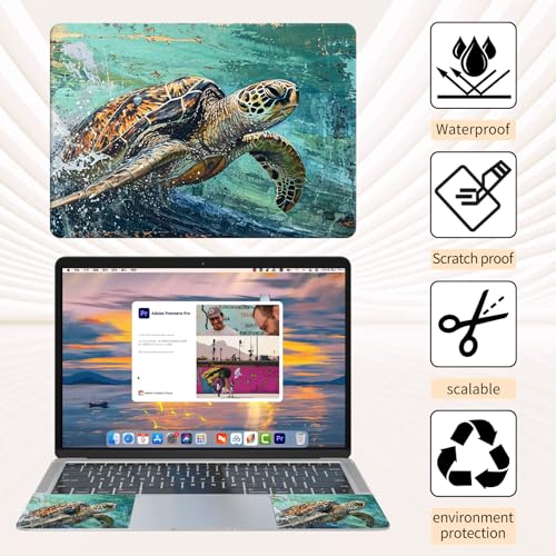15.6 Inch Laptop Skin Sticker, Reusable Vinyl Cover Protector with 2 Wrist Pad Skins, Removable Waterproof Scratch-Resistant for 12-15.6 Inch Laptop Notebook,Sea Turtles - color: Sea Turtles
